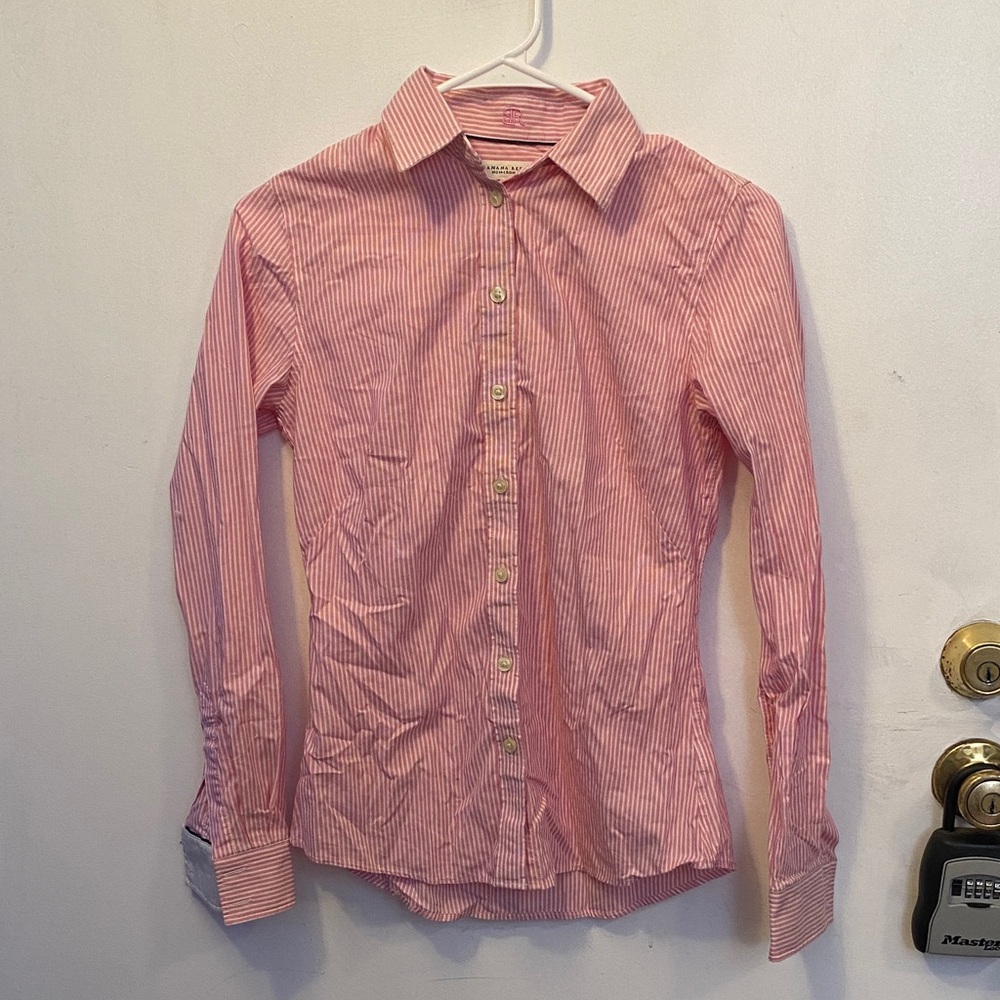 Banana Republic Pink Striped Button Down Shirt